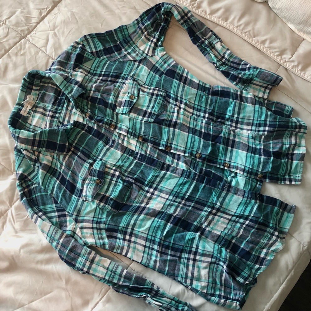 Plaid long sleeve shirt , size L, color blue